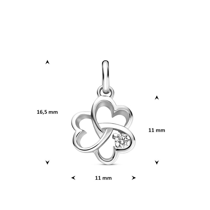 Gerhodineerd 925 zilveren klaver hanger met zirkonia