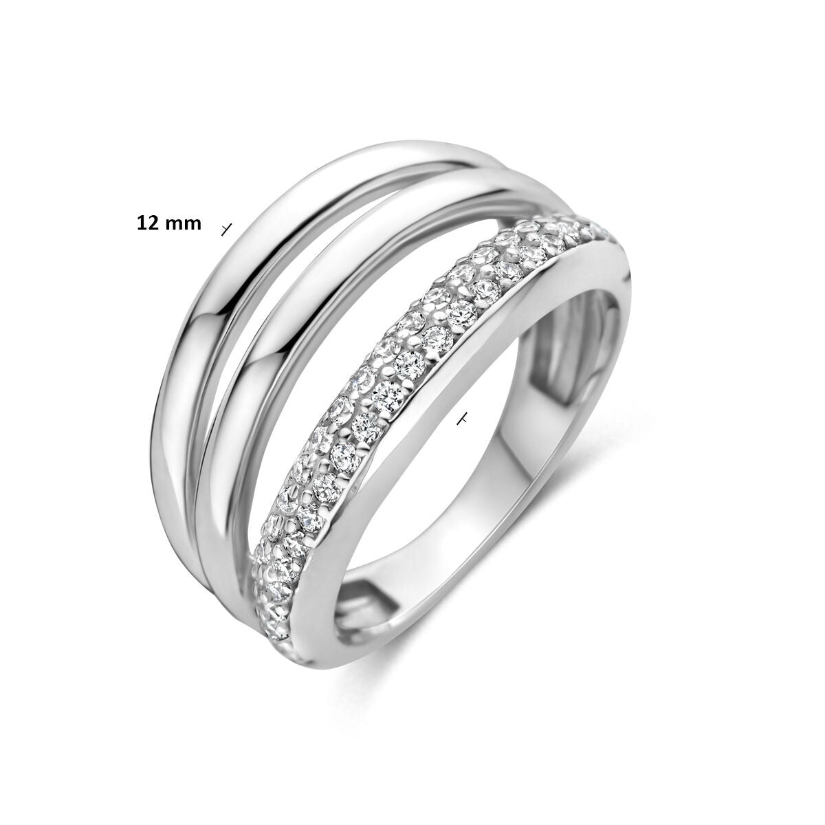 Anello in argento 925 rodiato con zirconi pavé