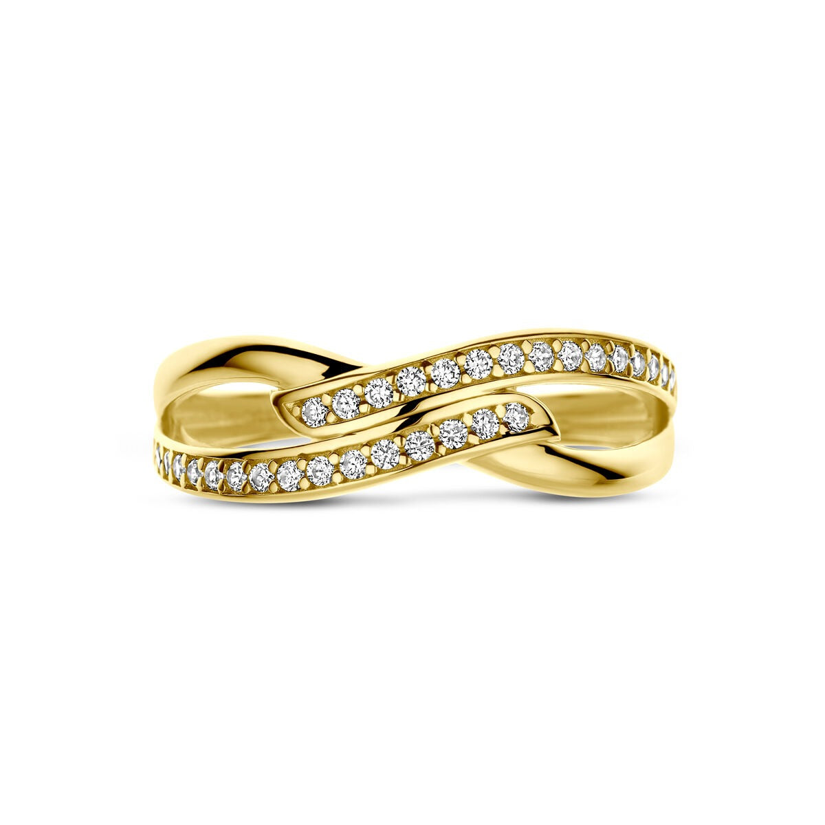 Anello 9k color giallo con zirconia entourage
