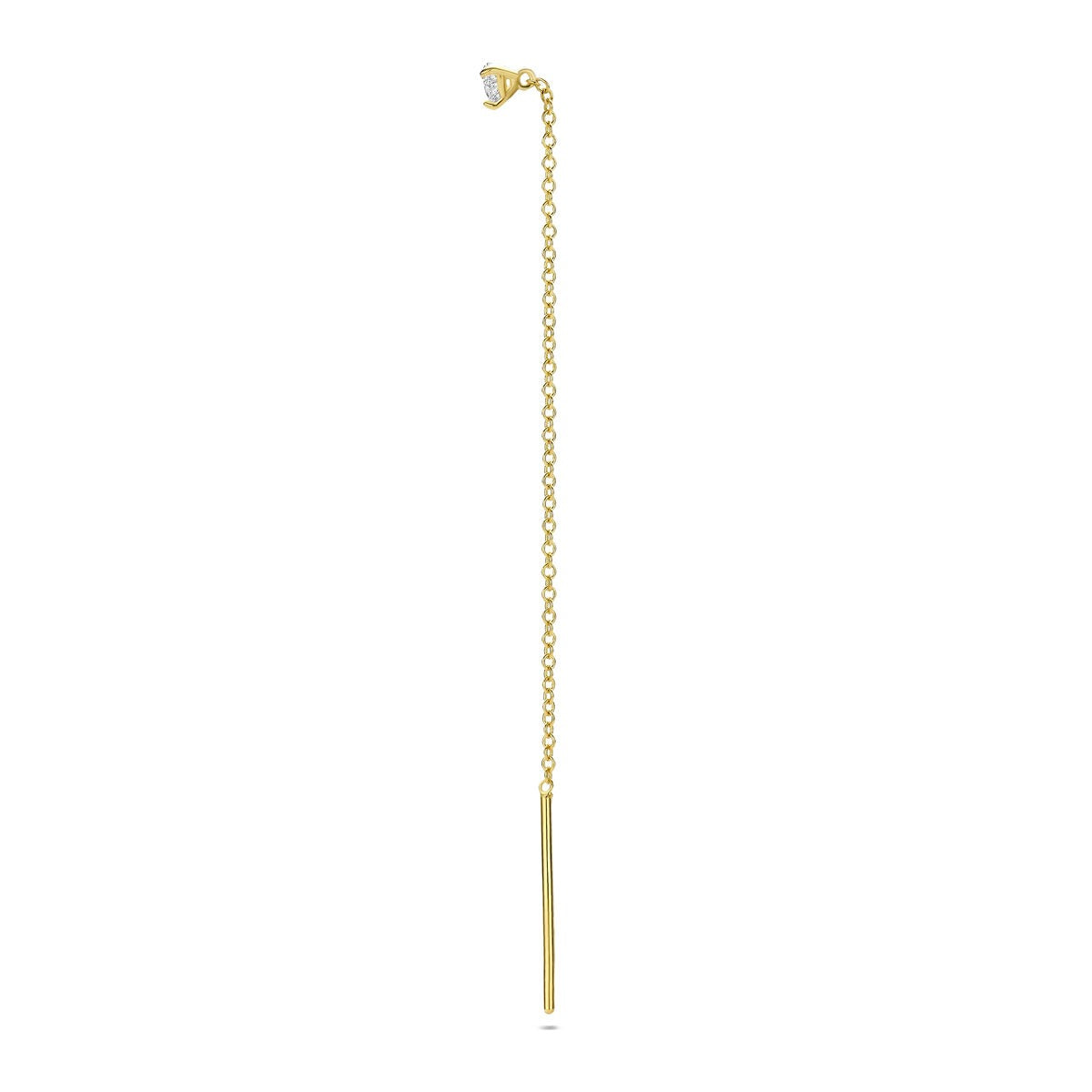 Orecchino a catenella in oro giallo 14k con diamante a forma di cuore