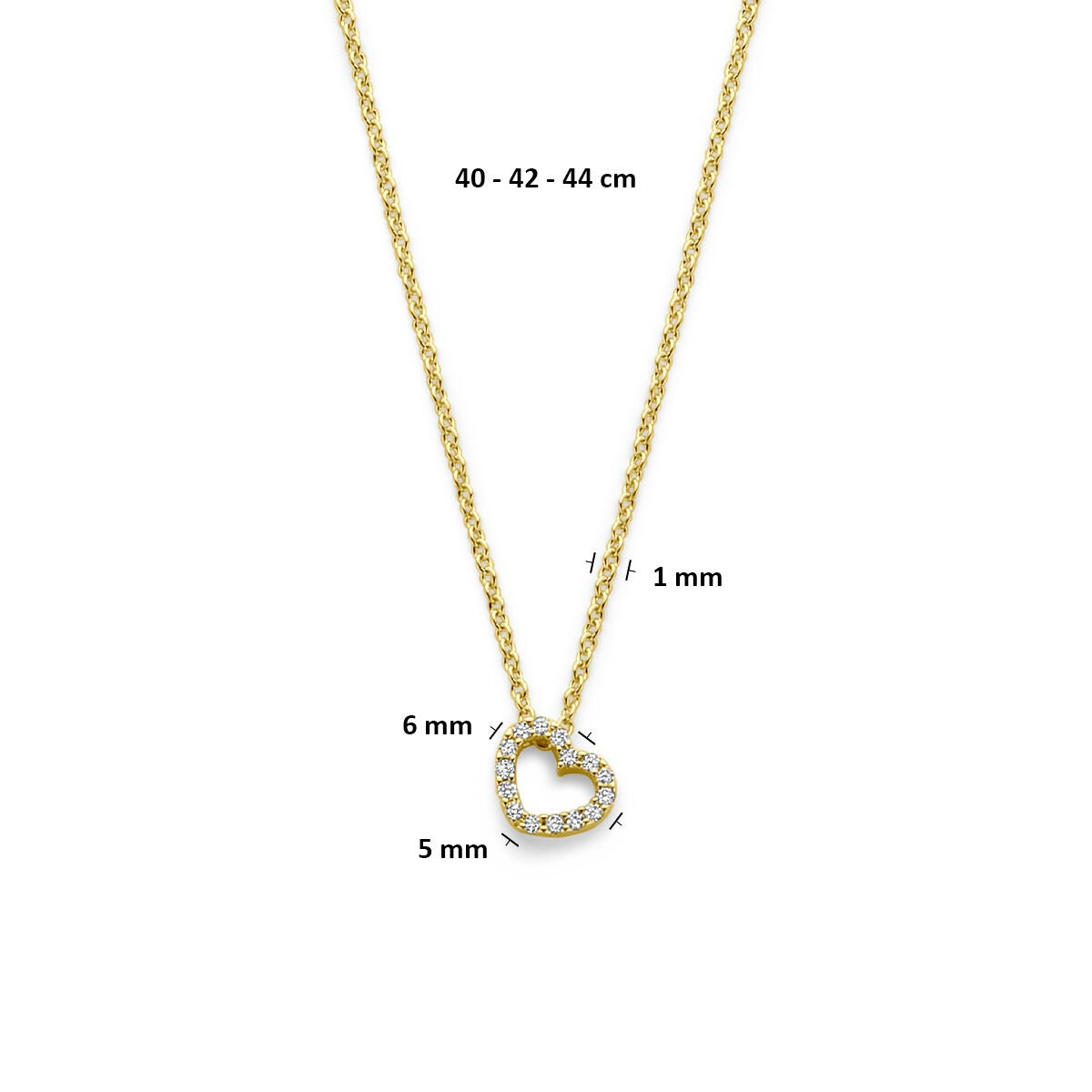 Collana in oro giallo 14k con cuoricino e diamante
