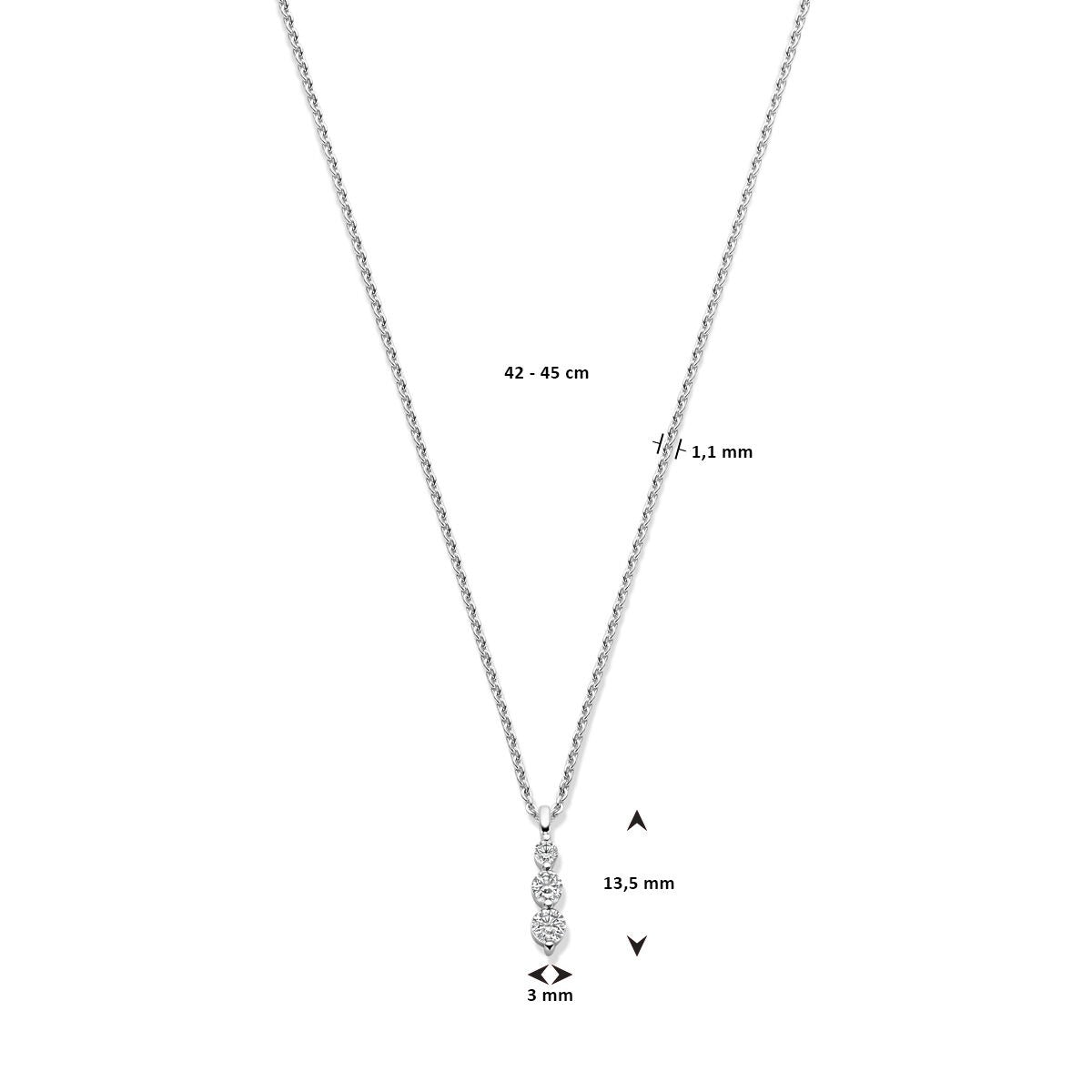 Collana in argento con zircone – argento 925 rodiato, 42-45 cm