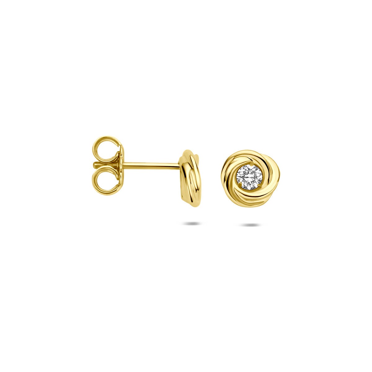 Orecchini a bottone in oro giallo 14k con diamante lab grown