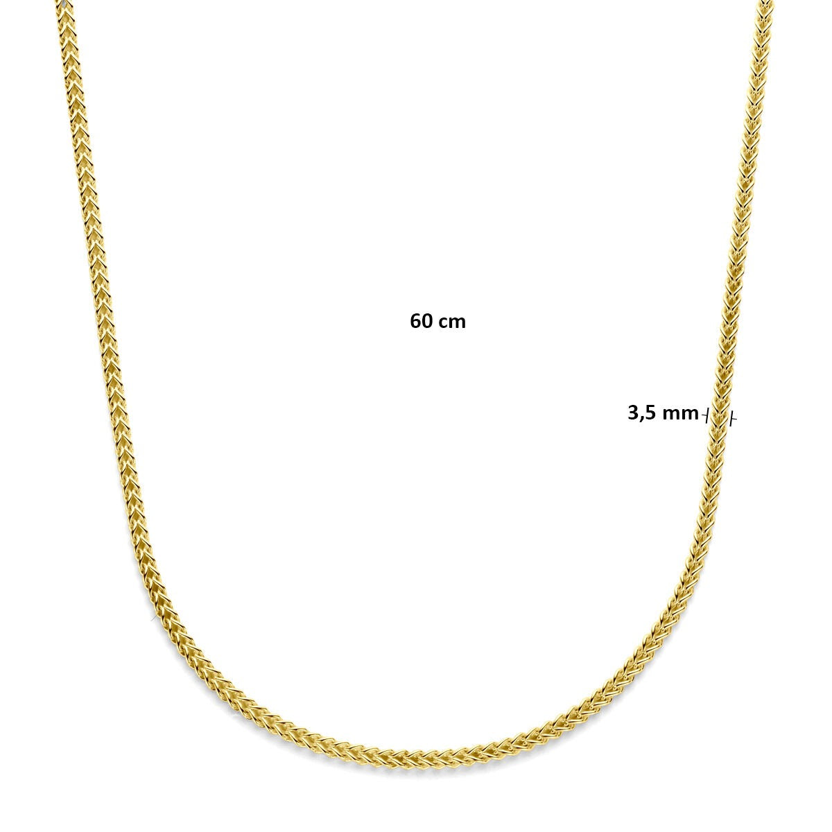 Catena Gourmette da uomo in oro giallo 14k 60 cm con anima d'argento