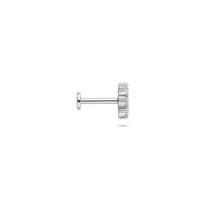 Gerhodineerd zilveren flat back piercing met zirkonia in rijzetting