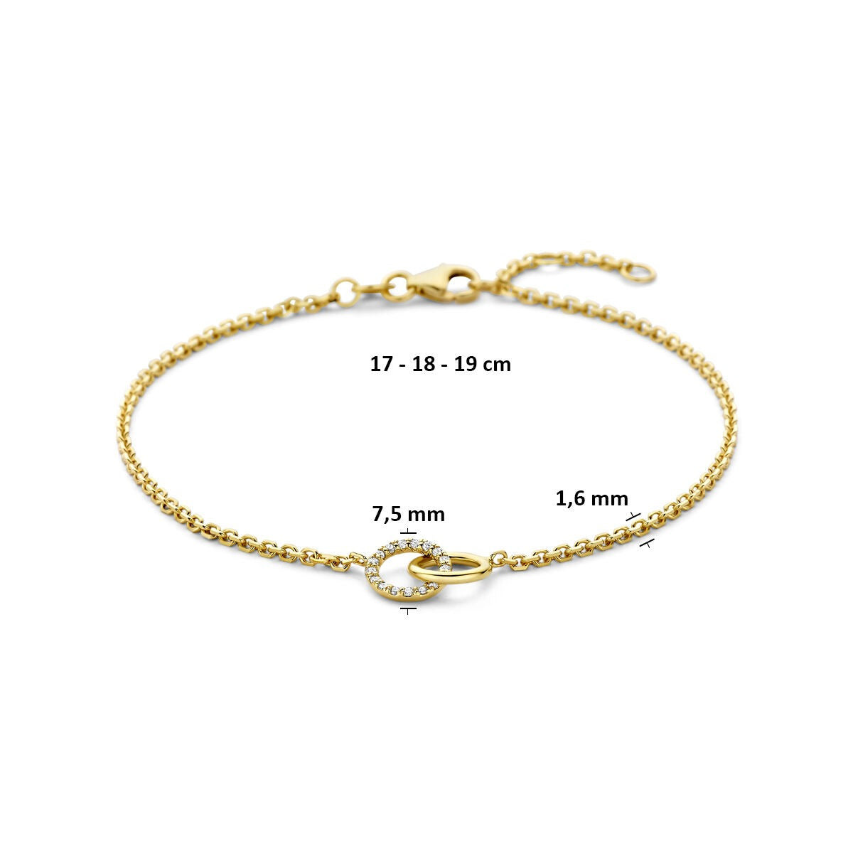 Bracciale in oro giallo 14k con diamante lab grown da 0,09ct
