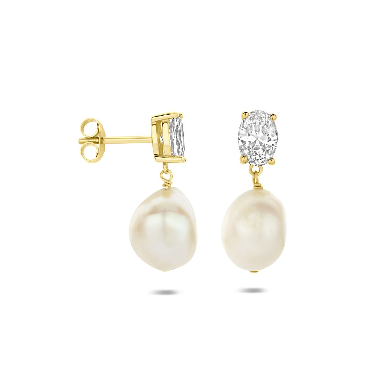 Orecchini pendenti in argento 925 dorato con perla e zircone
