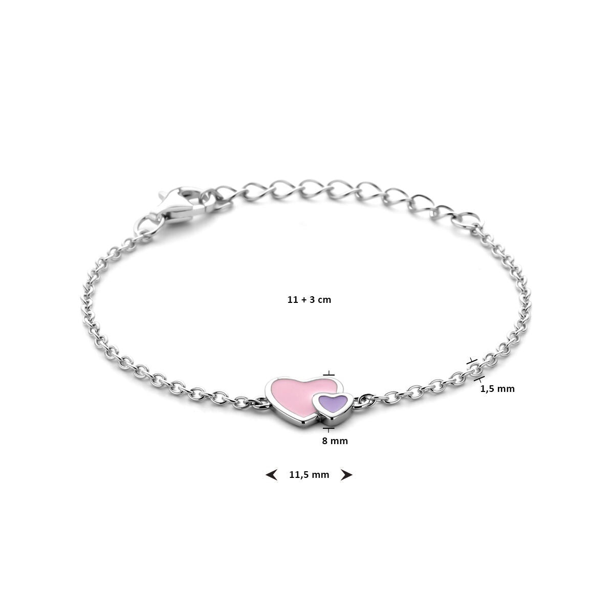 Bracciale per bambini in argento con cuoricini – argento 925 rodiato
