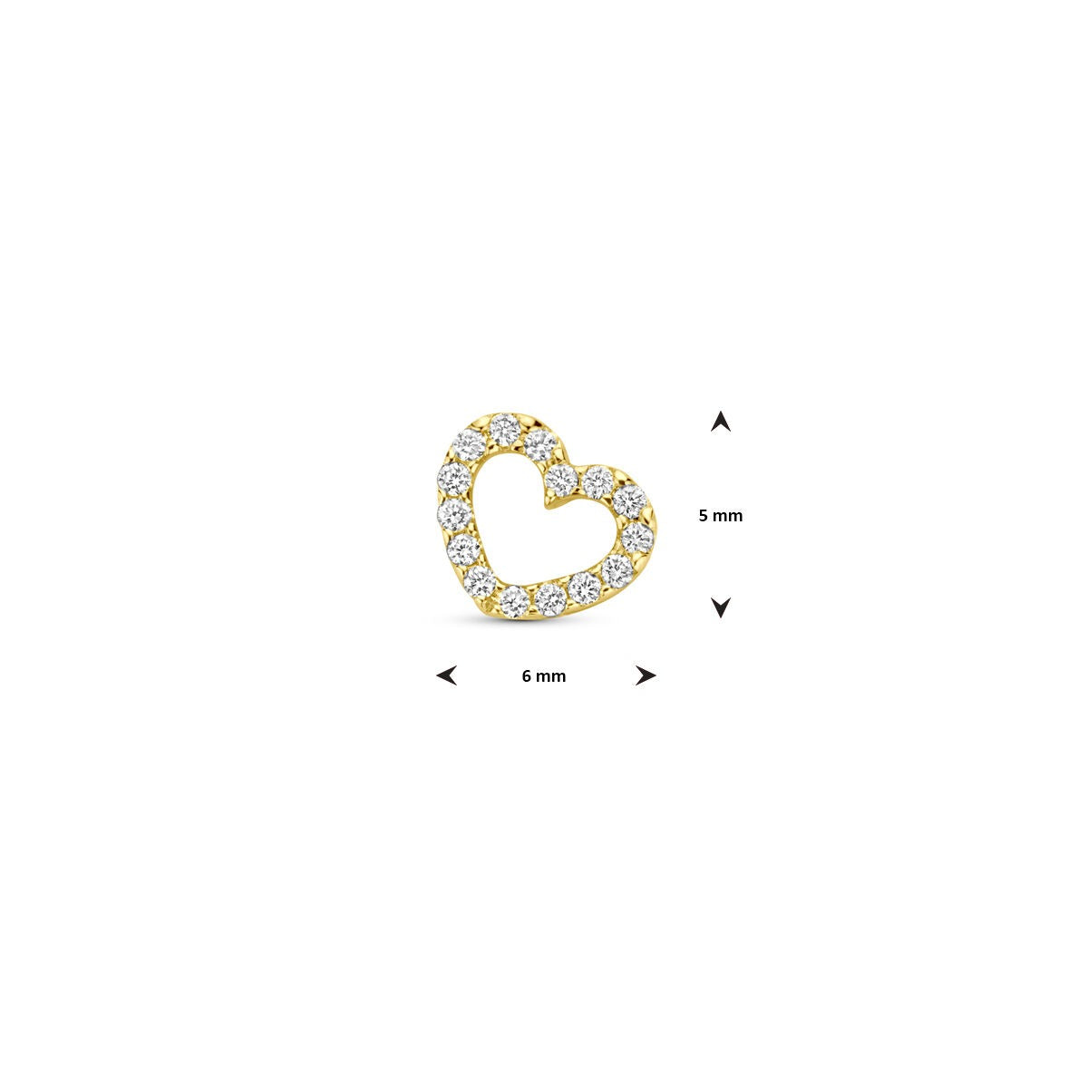 Ciondolo Cuoricino in Oro Giallo 14k con Diamante