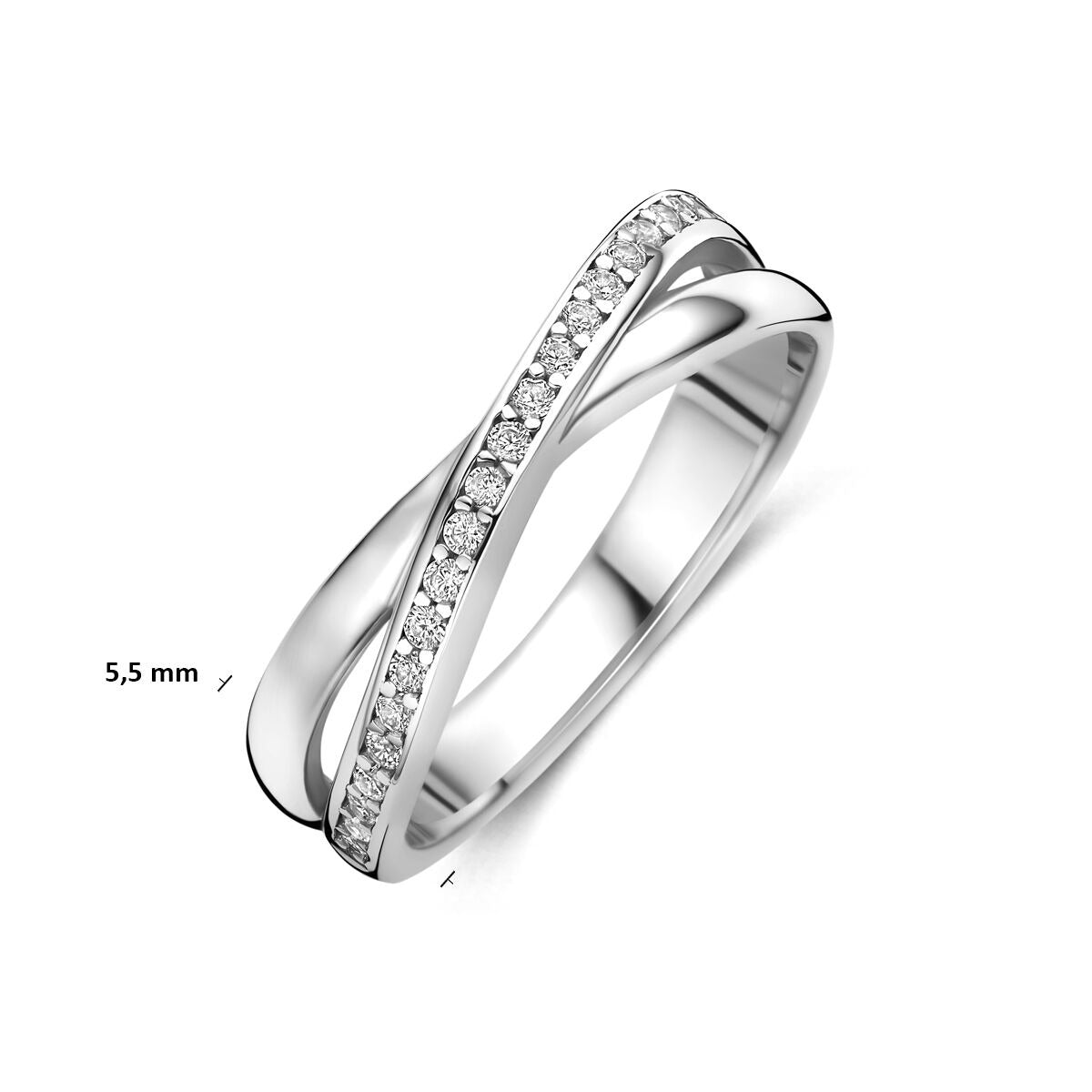 Gerhodineerde 925 zilveren ring met zirkonia