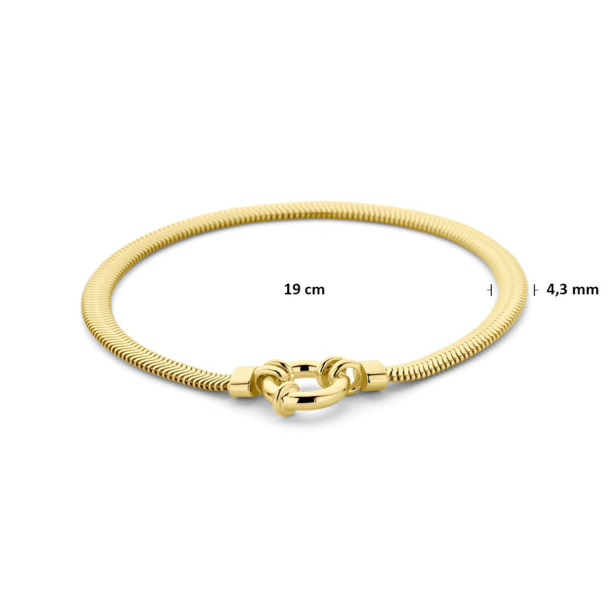 Bracciale in argento 925 dorato maglia serpente piatta