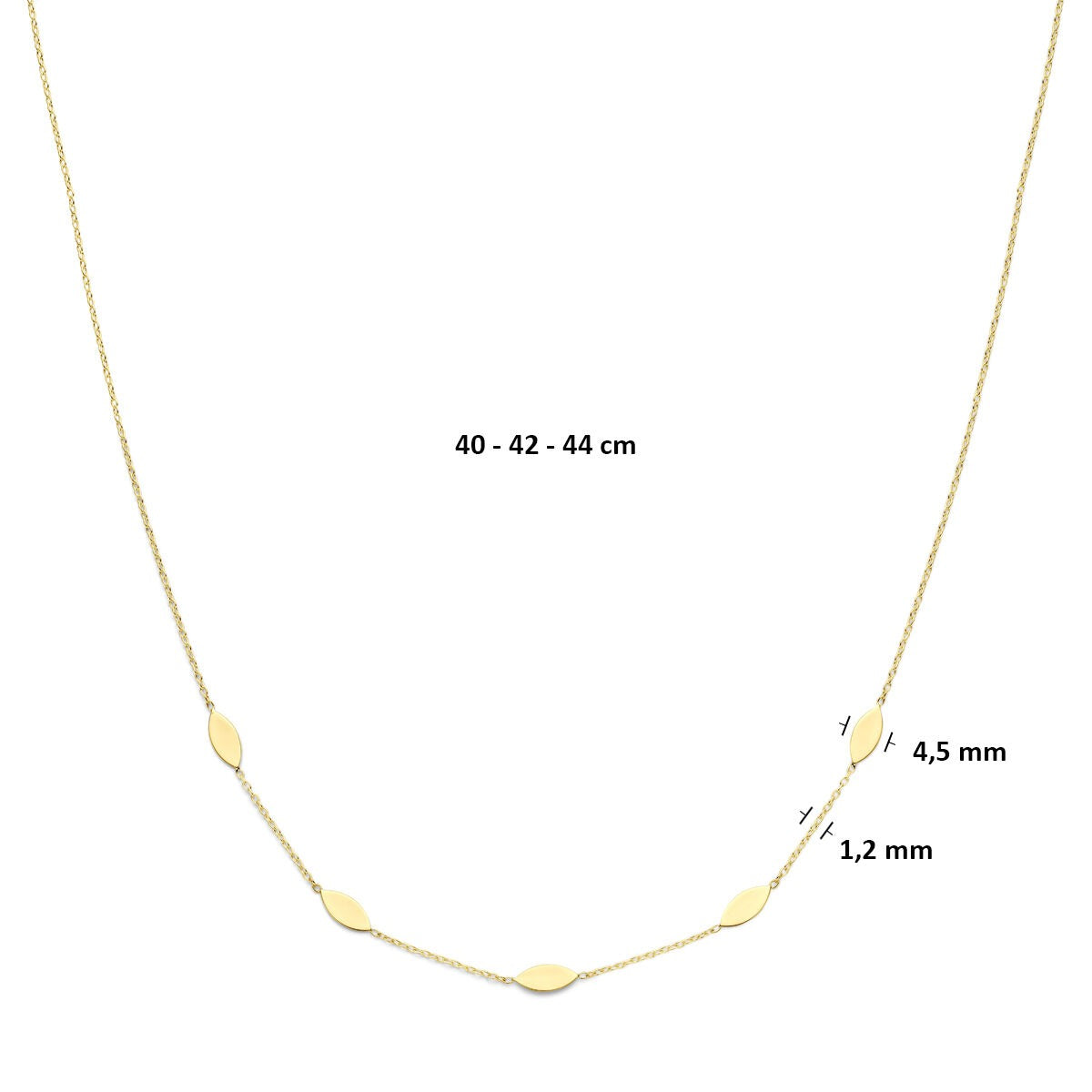 Collana da donna in oro 14k con eleganti elementi intermedi