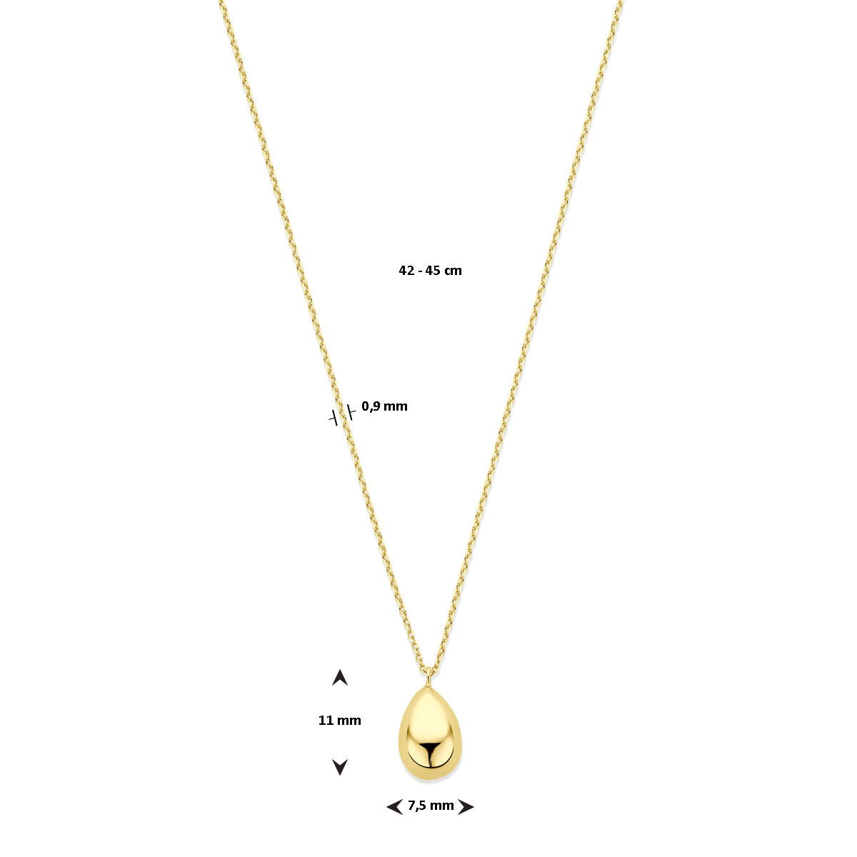 Collana in oro giallo 14k con ciondolo a goccia