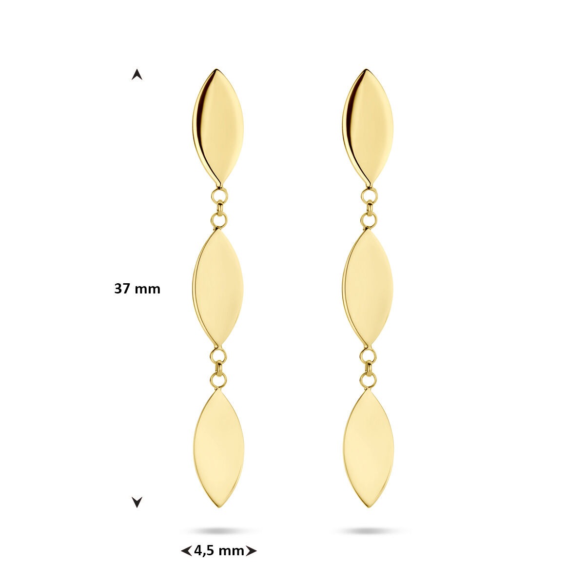 orecchini pendenti 37 mm oro giallo 14K