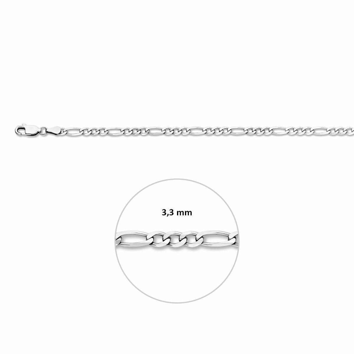 Collana figaro da donna in argento rodiato – 3.3 mm