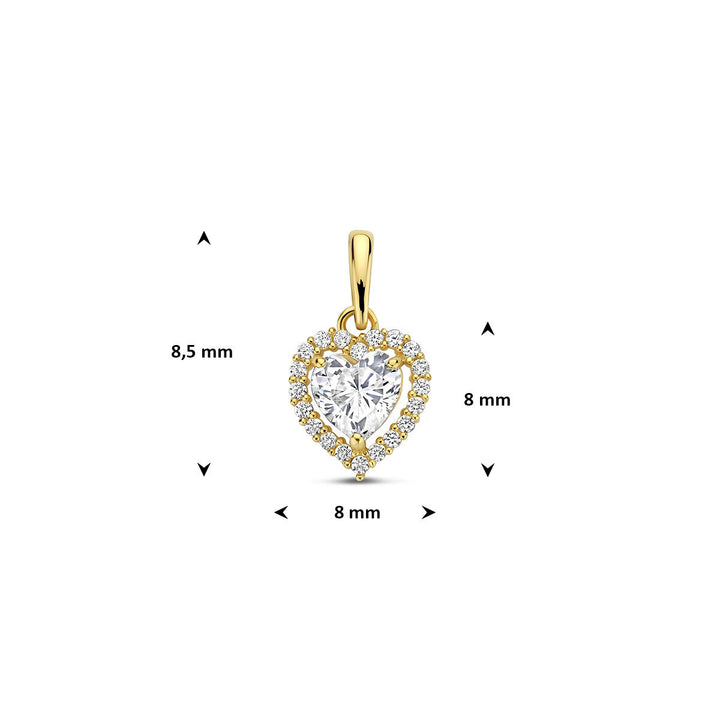 Gouden hanger met hart en zirkonia – 14k, entourage zetting