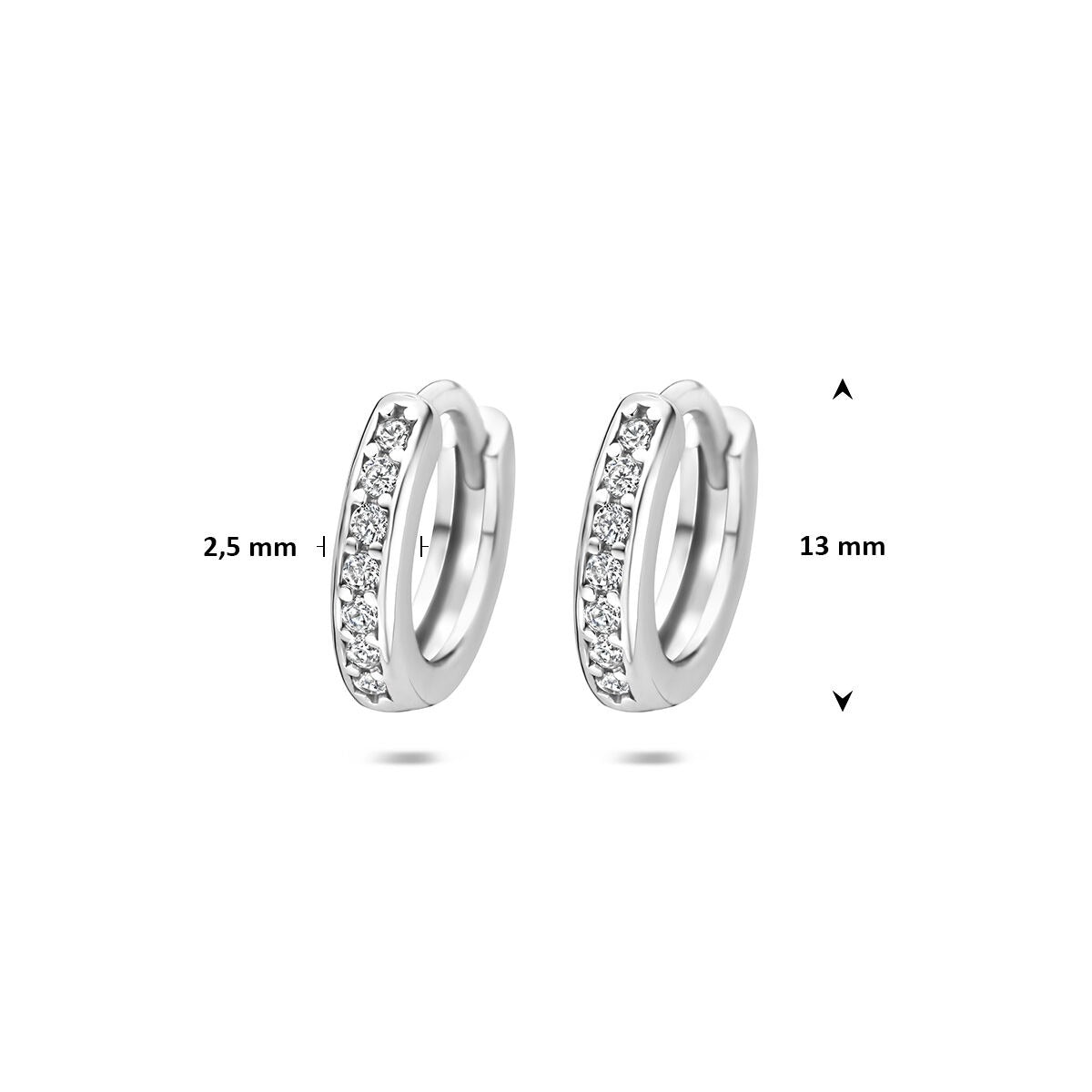 Orecchini a cerchio in argento 925 rodiato con zirconi