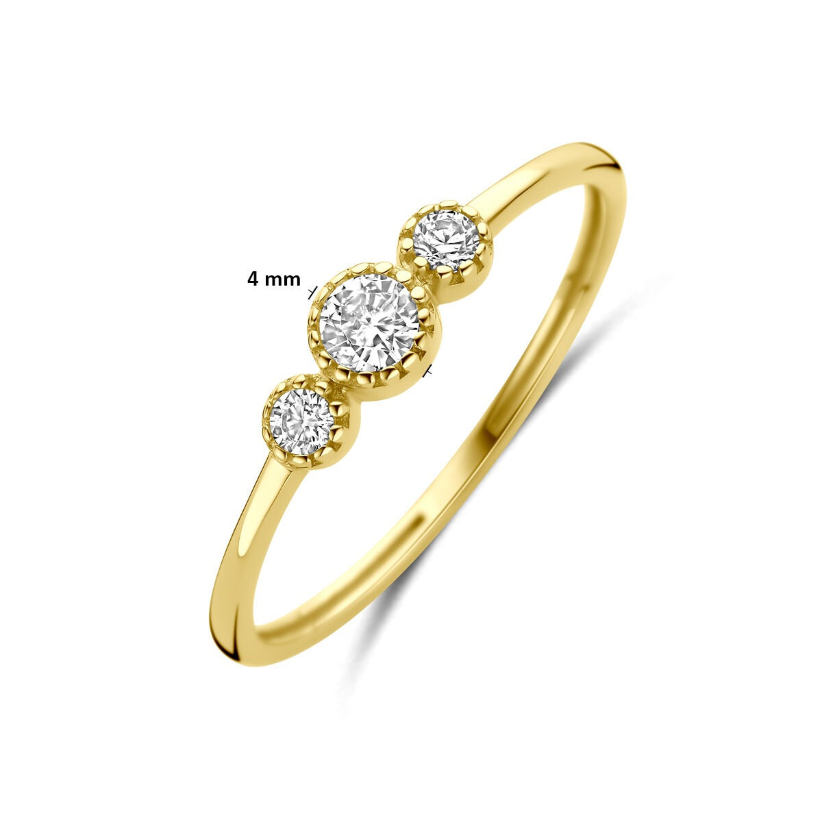Anello da donna in oro giallo 9k con zirconia – largo 4 mm
