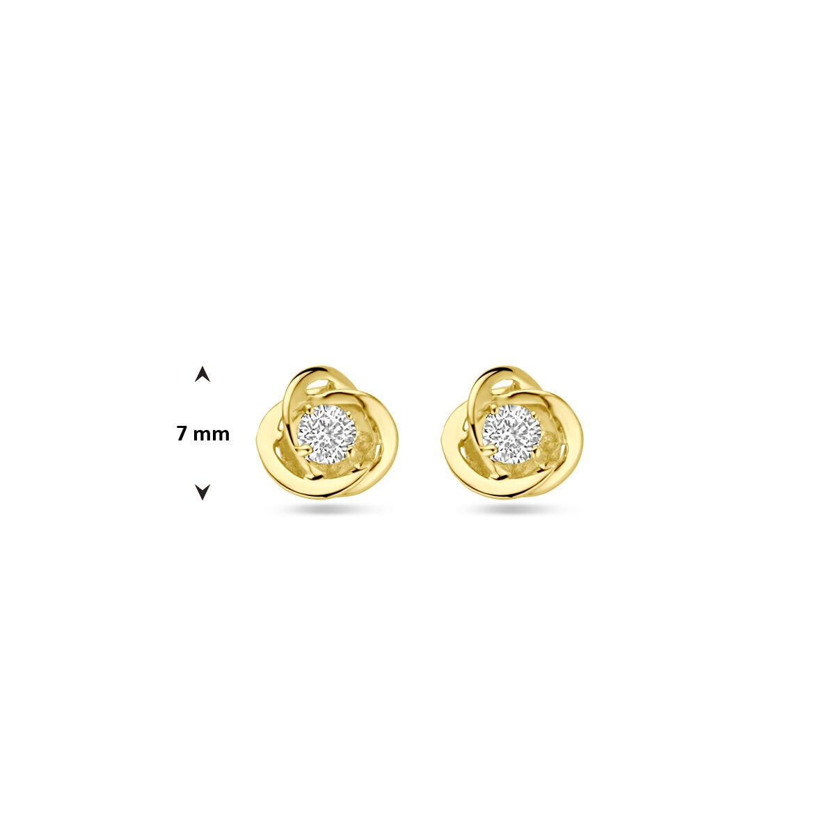 Orecchini a bottone color oro giallo 9k con zirconia – 7 mm