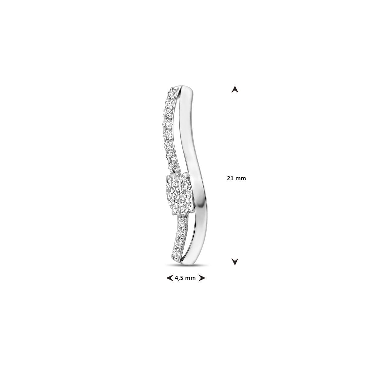 Ciondolo in argento con zircone a forma di barra – argento 925 rodiato, alto 21 mm