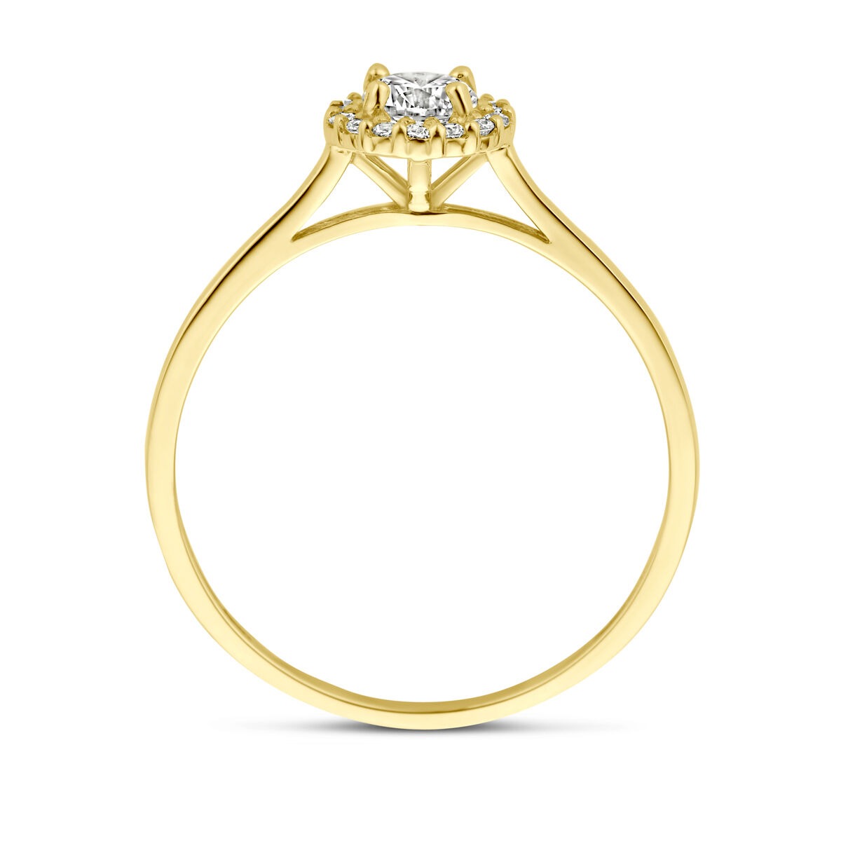 Anello da Donna in Oro Giallo 14k con Zirconi - Montatura a Corona