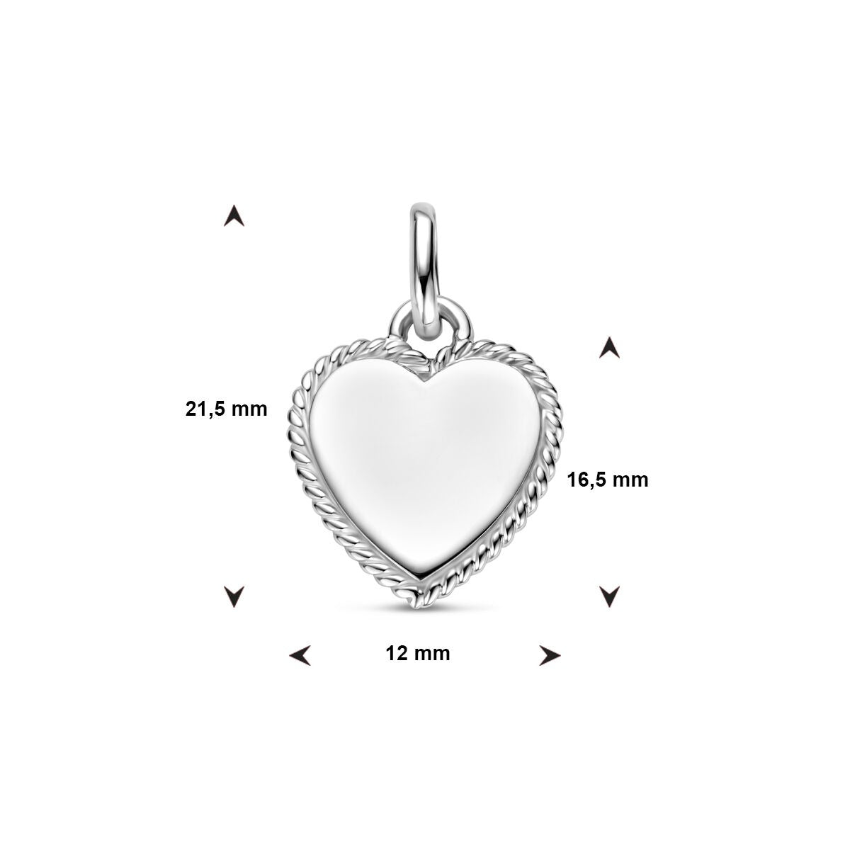 Ciondolo Incisione Cuore in Argento Rodiato – 19.5mm