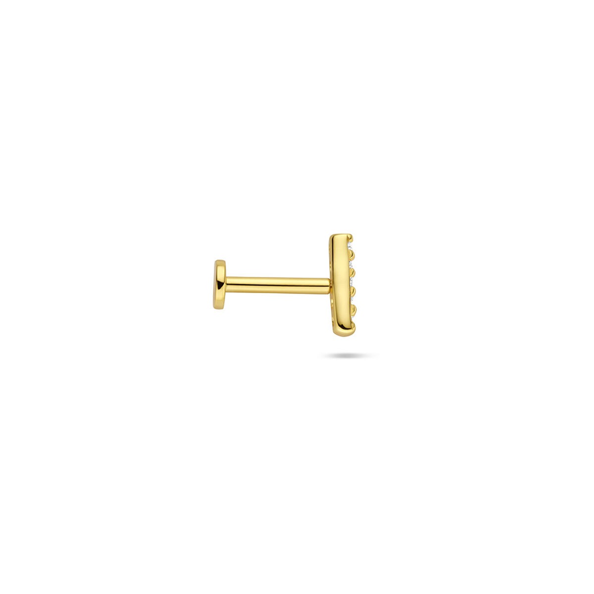 Piercing flat back in argento 925 placcato con fila rettangolare di zirconie