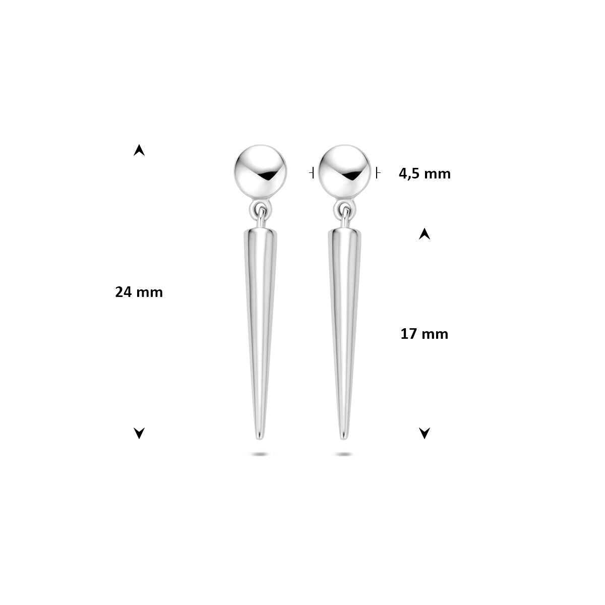 Orecchini pendenti in argento rodiato