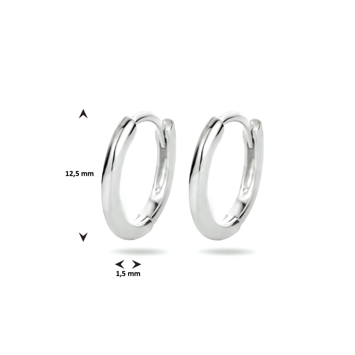 Orecchini a Cerchietto in Argento Rodiato – Semi-Rotondo 12,5 mm
