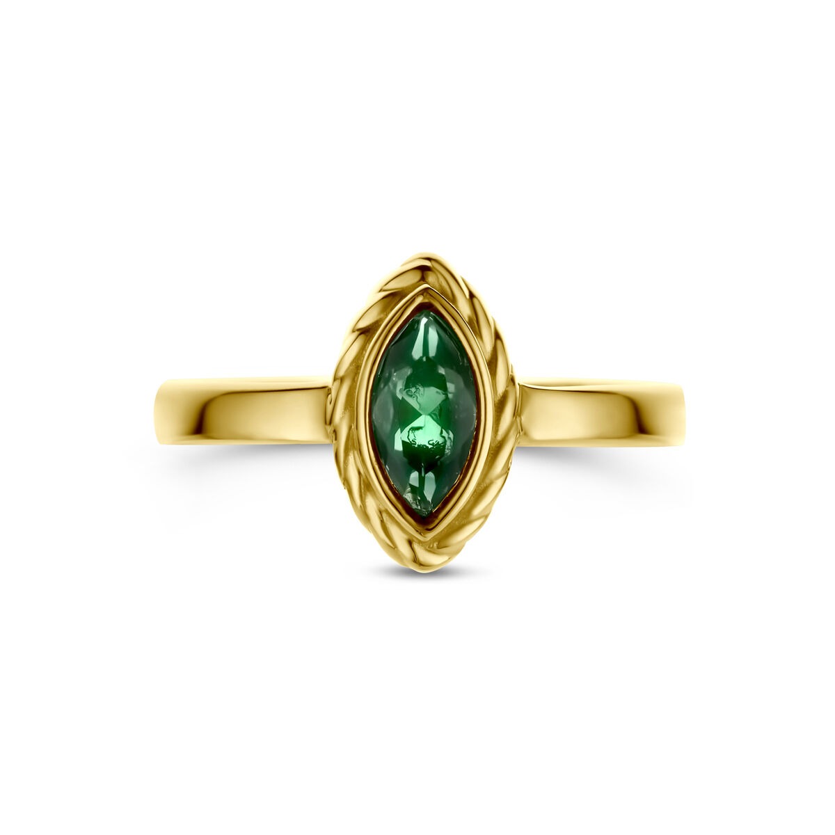 Anello in oro giallo 9k con zircone verde