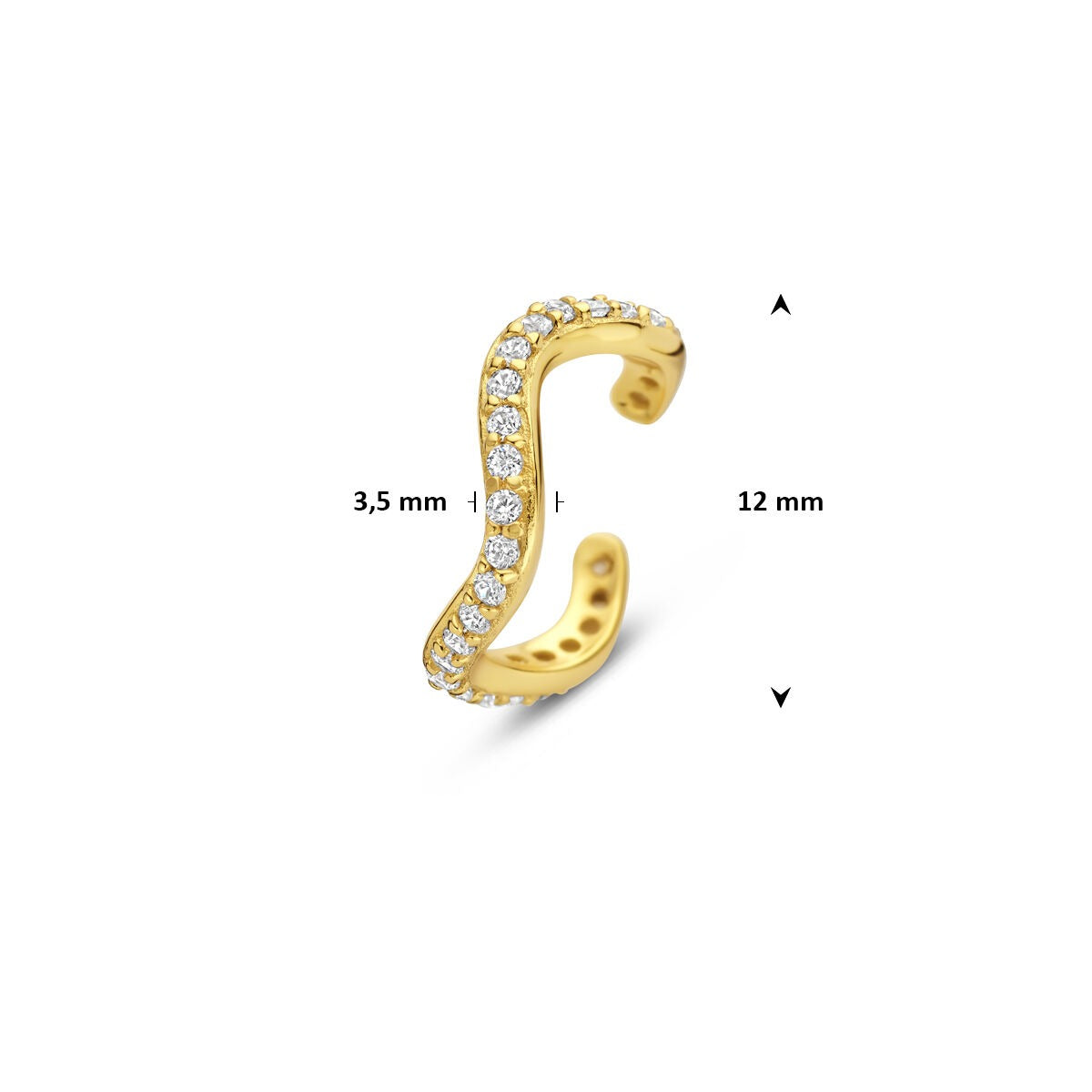 Ear cuff in argento placcato oro con zirconia – sottile sparkle senza piercing