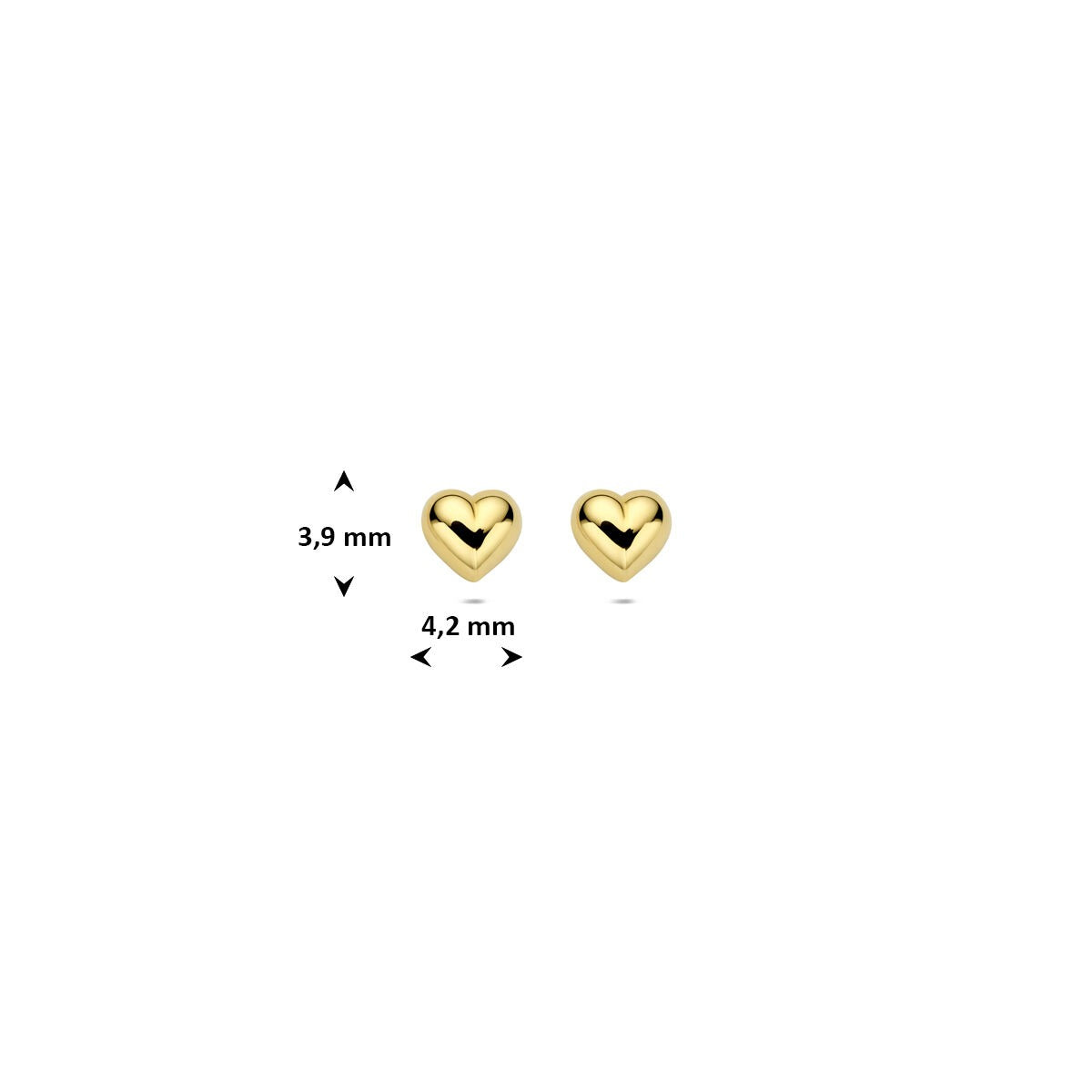 Orecchini a bottone cuore in oro – 14k