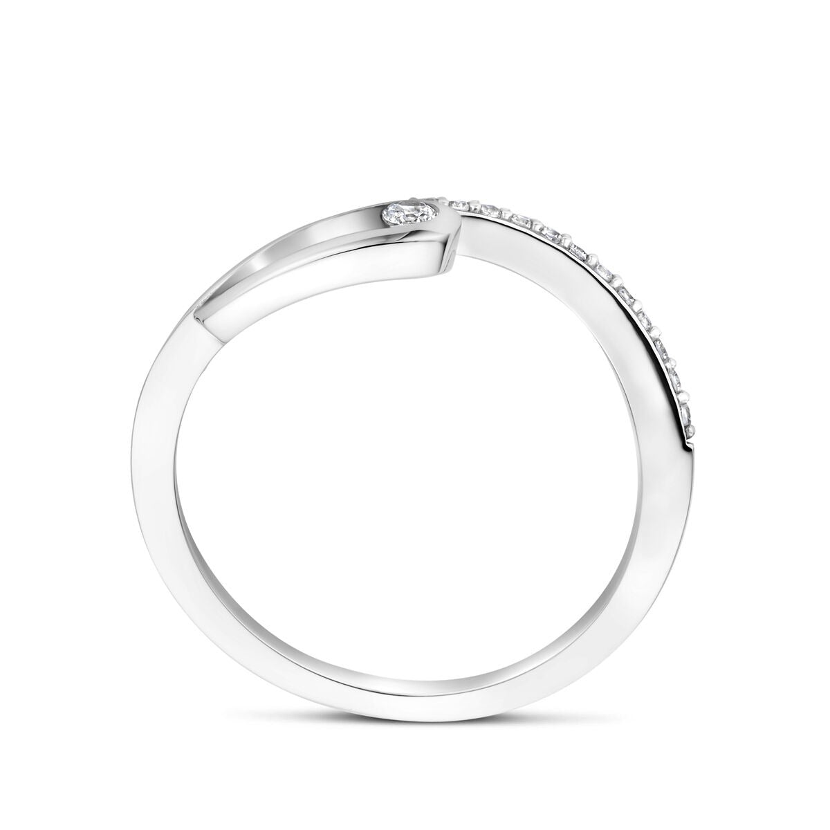 Anello da donna in argento con zircone – argento 925 rodiato, montatura entourage