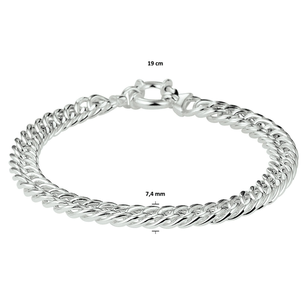 Bracciale da donna in argento – bracciale gourmette con grande anello a molla