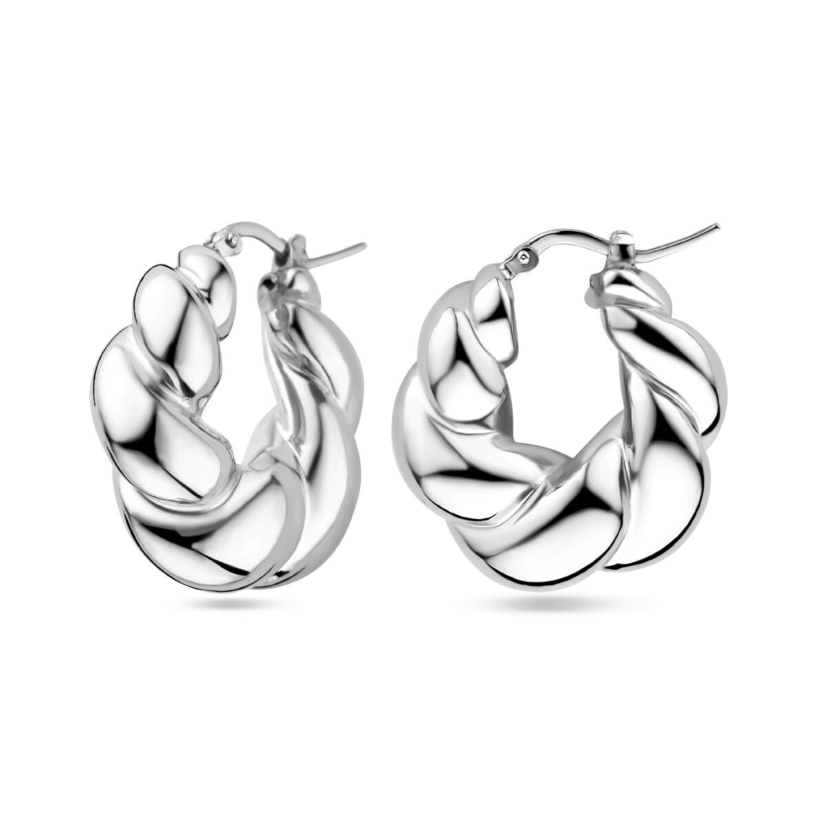 Orecchini a Cerchio Attorcigliati in Argento Rodiato – 27,5x8,5mm