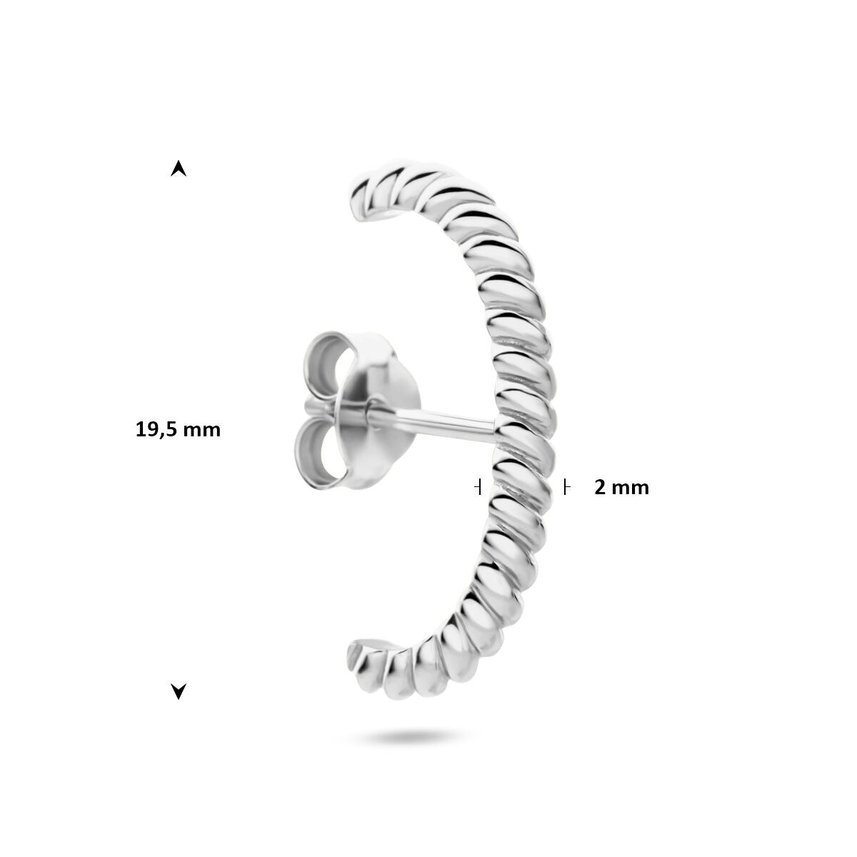 Orecchino suspender ritorto in argento 925 rodiato