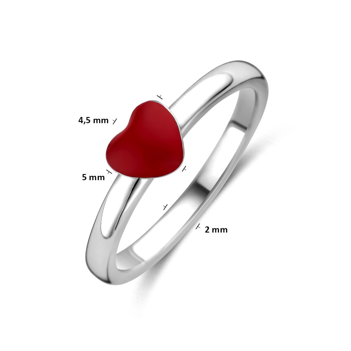 Anello da bambino in argento con cuoricino – rodiato