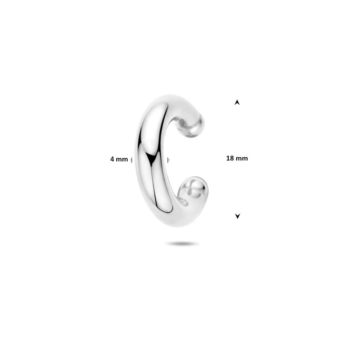 Ear cuff in argento 925 rodiato 18 x 4 mm