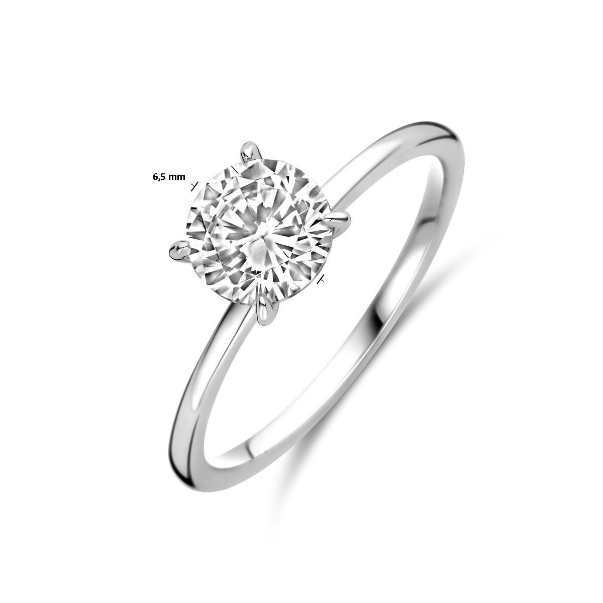 Anello da donna in argento con zirconia taglio brillante – argento 925 rodiato, 6,5 mm