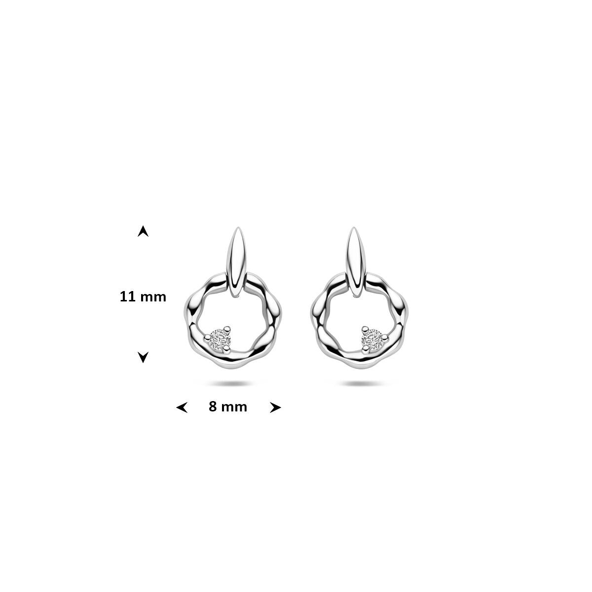 Orecchini pendenti in argento rodiato con zirconia