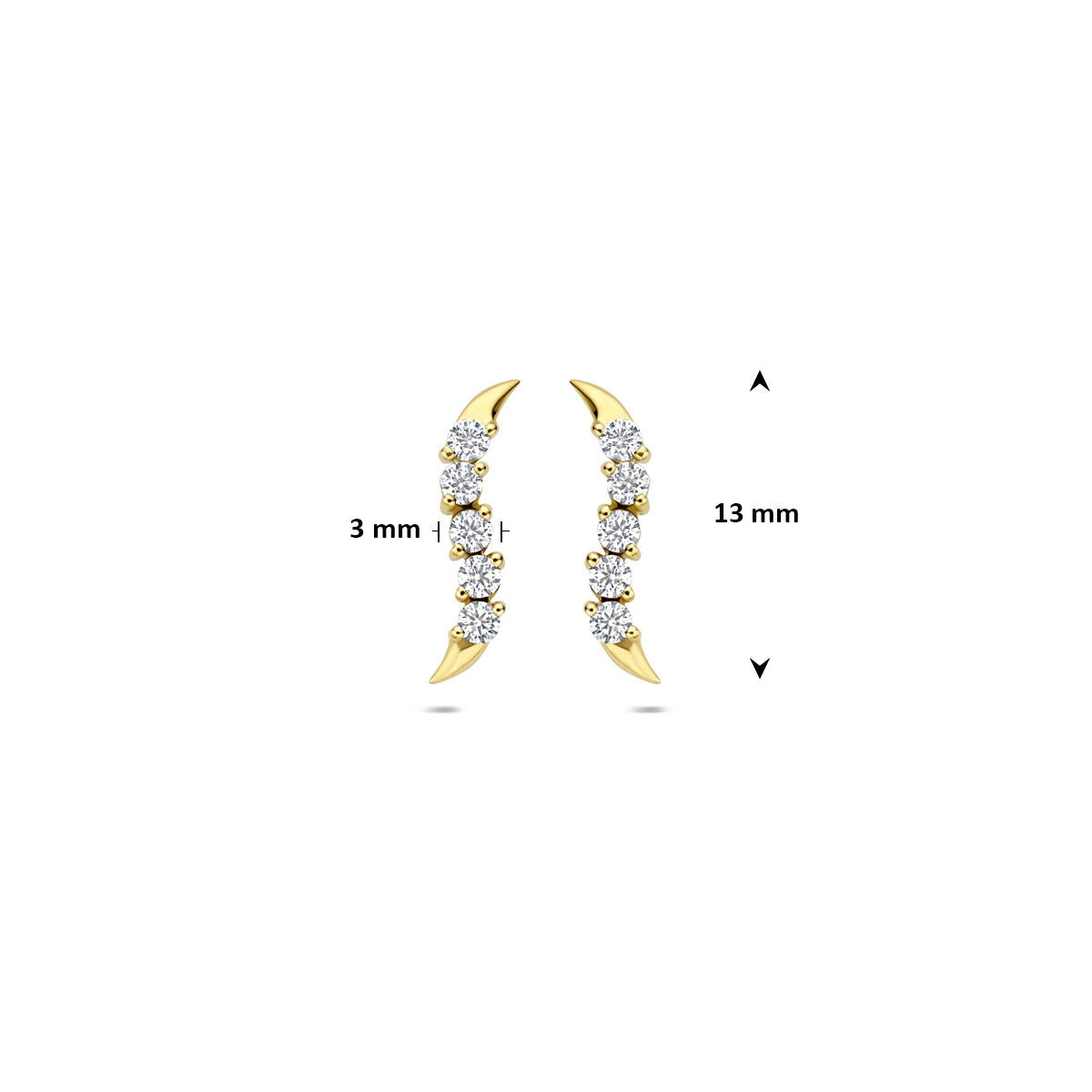 Orecchini a bottone in 14k oro giallo con zirconia a incastonatura a giro