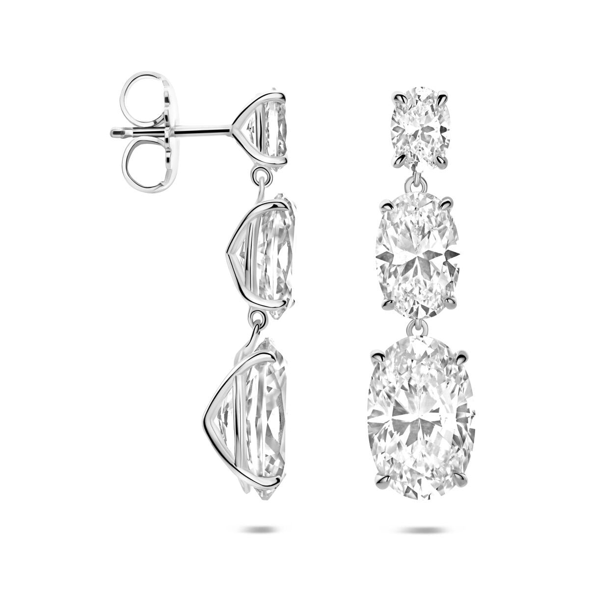 Orecchini pendenti in argento 925 rodiato con zirconia