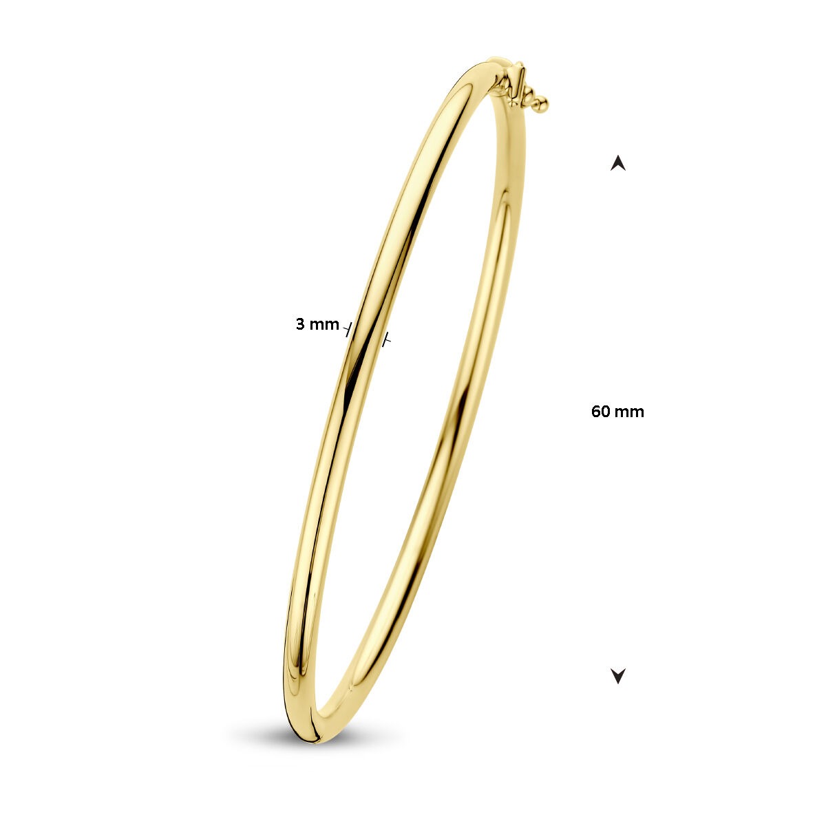 Bracciale rigido in oro – 9k oro giallo con chiusura a cerniera