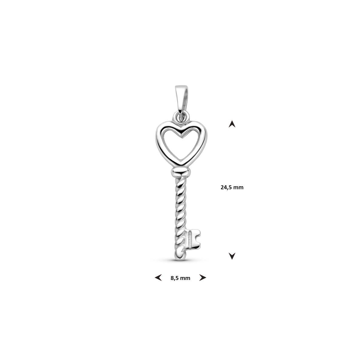 Ciondolo in Argento 925 Rodiato Cuore e Chiave
