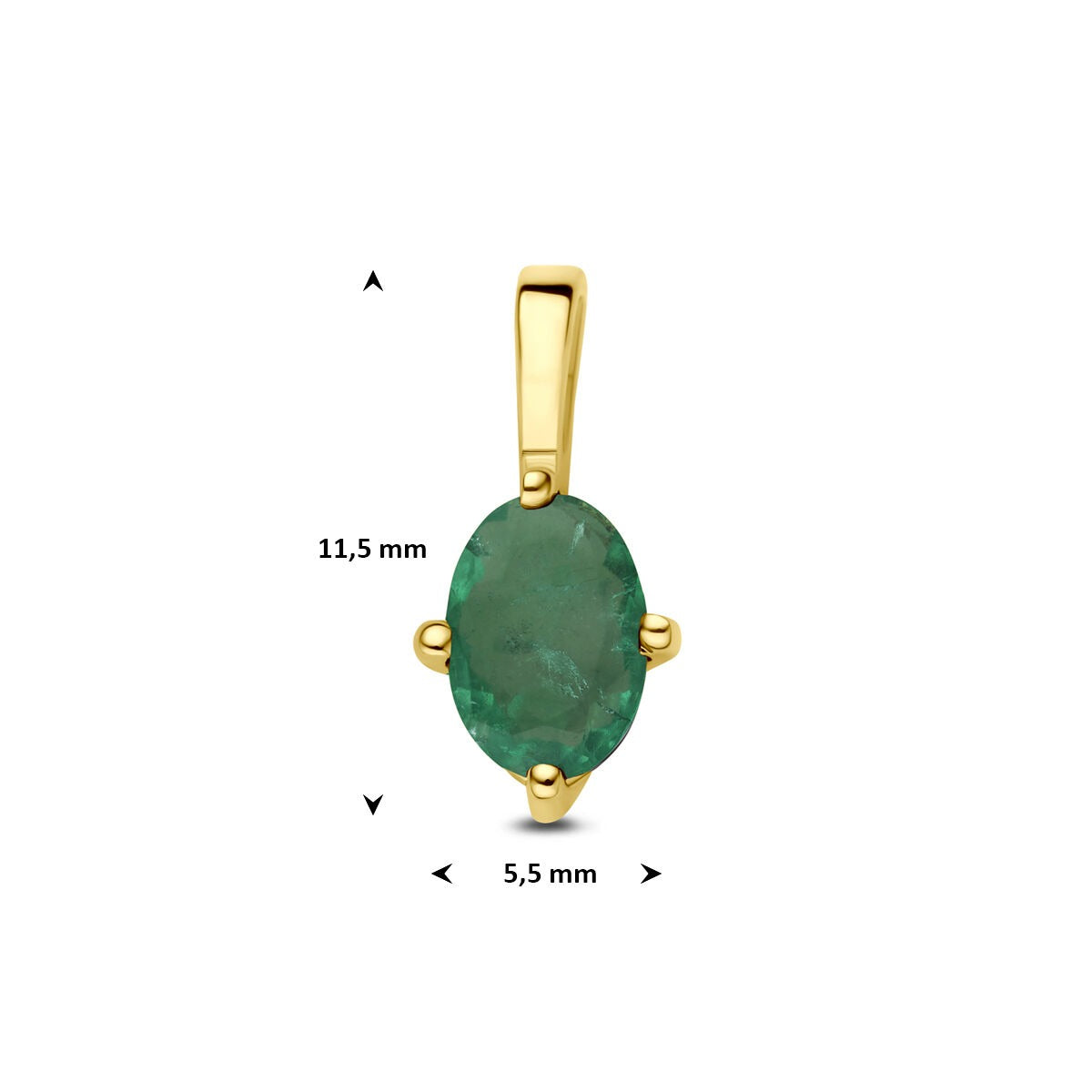 Ciondolo in oro giallo 14k con smeraldo