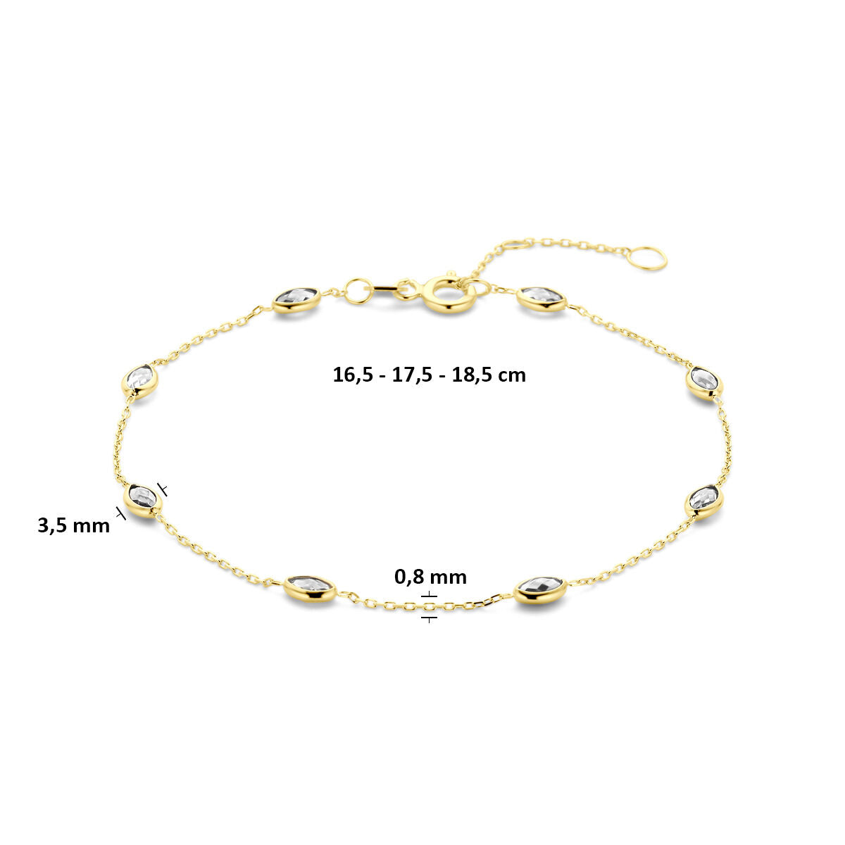 Bracciale in oro giallo 14k con zirconia