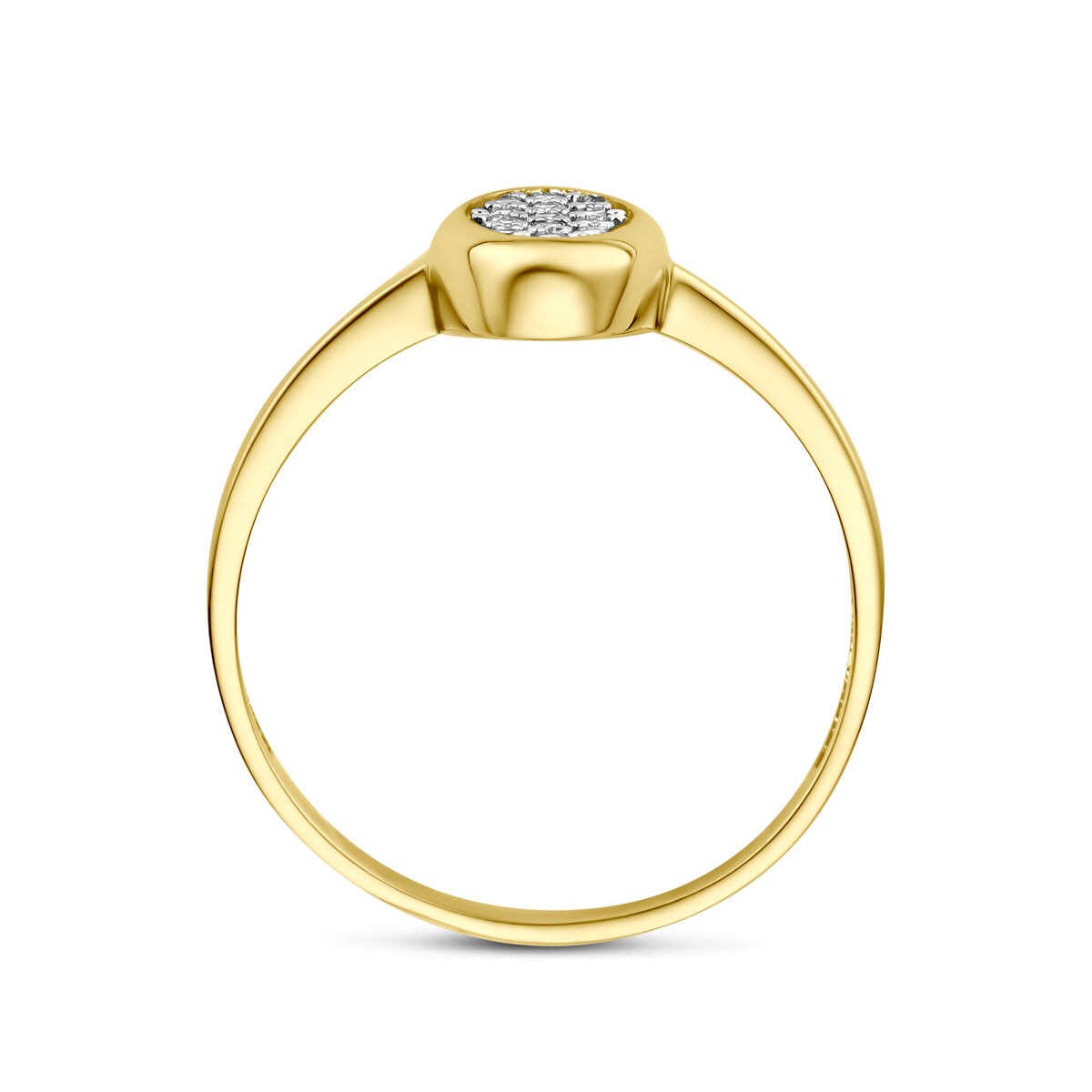 Anello in oro giallo 14k con zirconi pavé ovale
