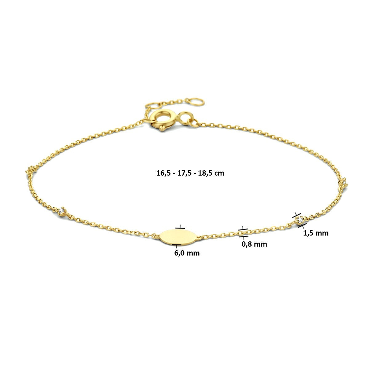 Bracciale in oro giallo 9k con fila di zirconi