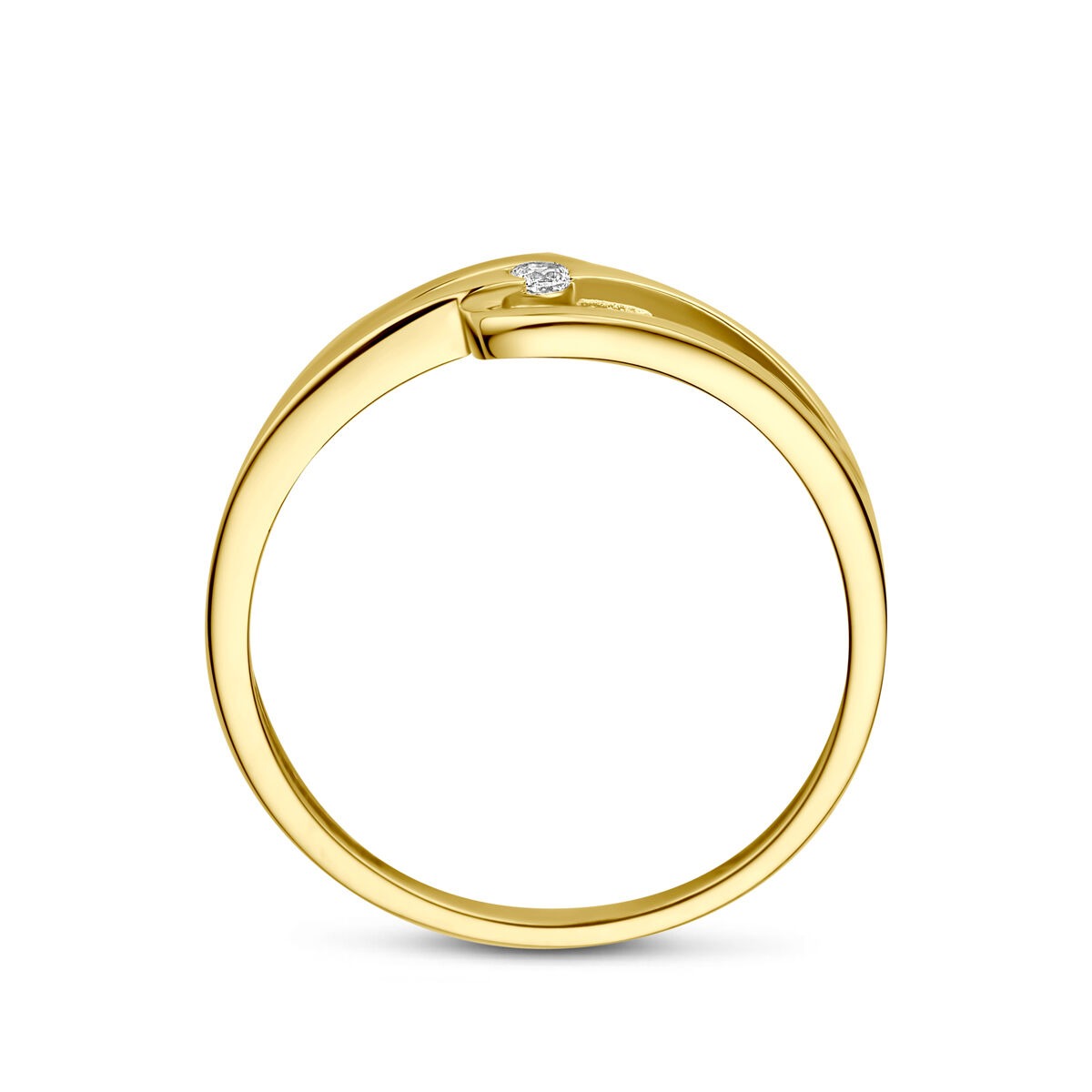 Anello in oro giallo 14k con zircone solitario