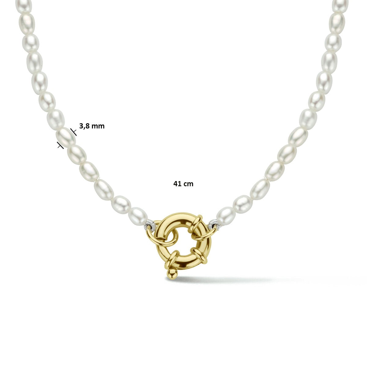 Collana in oro giallo 14k con perla e chiusura a molla